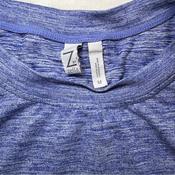 4/25$ Z By Zella Heathered Blue Crew Neck Long Sleeve Athletic Top Womens Medium - Picture 3 of 7